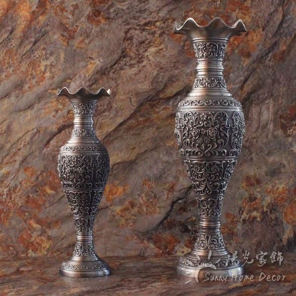 

vases vintage home decor metal vase pewter color tableart decoration craft antique flower carved gift