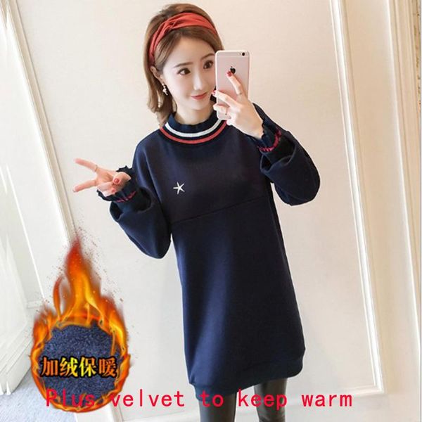 

women winter clothing for breastfeeding dress spring autumn maternity long sleeve clothes pregnant dresses, White