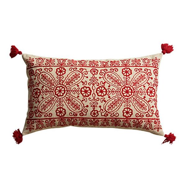 

embroidered rectangle decorative throw pillow covers cushion cases for couch sofa bed 12 x 20 inch paper cutting design red cushion/decorati