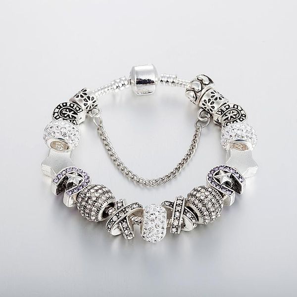 

charm bracelets annapaer 2021 catena vintage jewelry star chain charms & bangle rhinestone beads bracelet personality b17120, Golden;silver