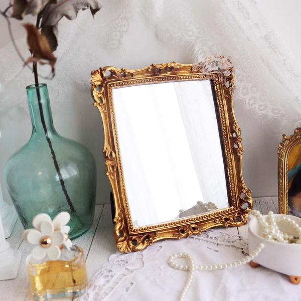 

mirrors cutelife nordic resin rectangular large gold mirror vintage home decor table standing wall hanging bedroom make-up