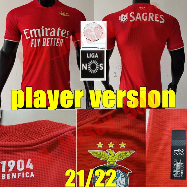 

21 22 player version benfica soccer jersey seferovic waldschmidt everton pizzi rafa darwin g.ramos 2021 2022 home away 3rd men football shir, Black;yellow