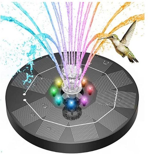 

garden decorations 3w led solar fountain 1500mah battery with 6 nozzles pond pump