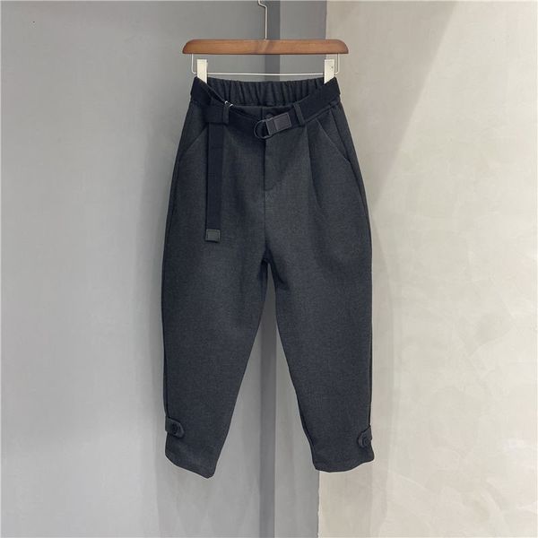 

capris 2021 autumn korea's women's fashion elastic waistband loose woolen all combined black casual harem femme pants v214, Black;white