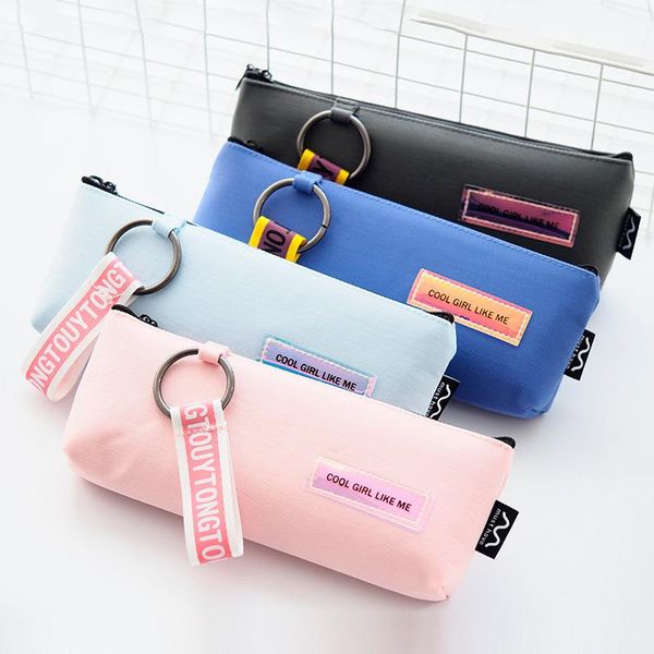 

creative canvas pen bag double zipper large pencil case box makeup brush organizer pouch stationery supplies student gift bags