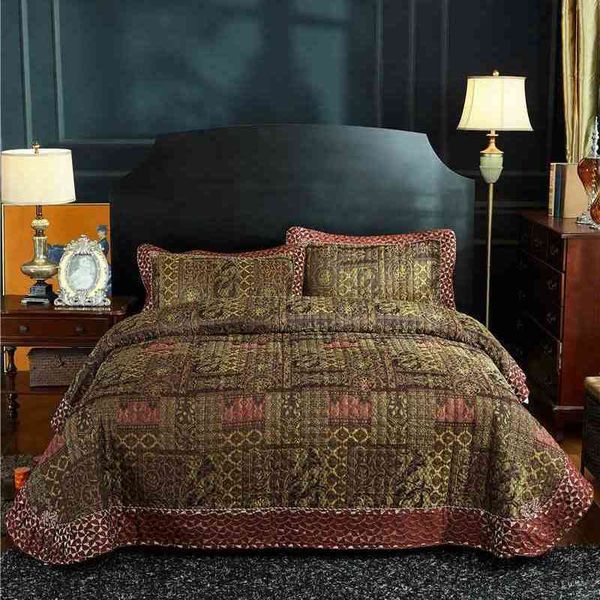 

luxury 3-pieces antique patchwork quilted bedspreads vintage reversible coverlet set ultra soft summer bedspread  size