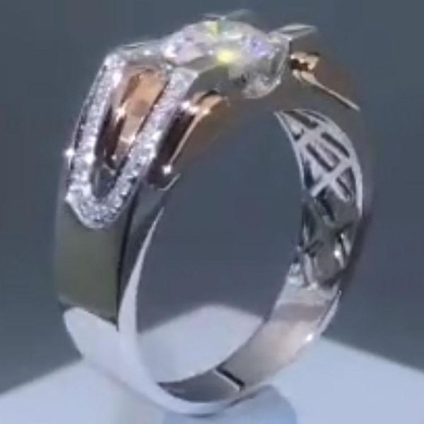 

cluster rings 10k white gold 1 2 3 4 5 round moissanite diamond ring men wedding party anniversary engagement casual sporty, Golden;silver