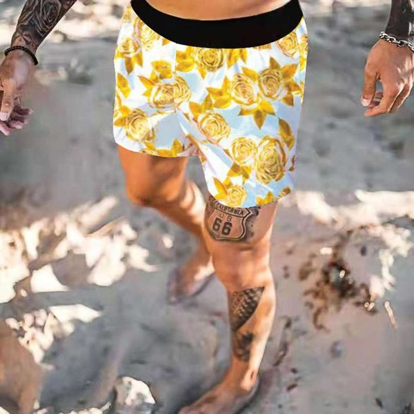 

spring print casual quick dry beach shorts for men, White;black