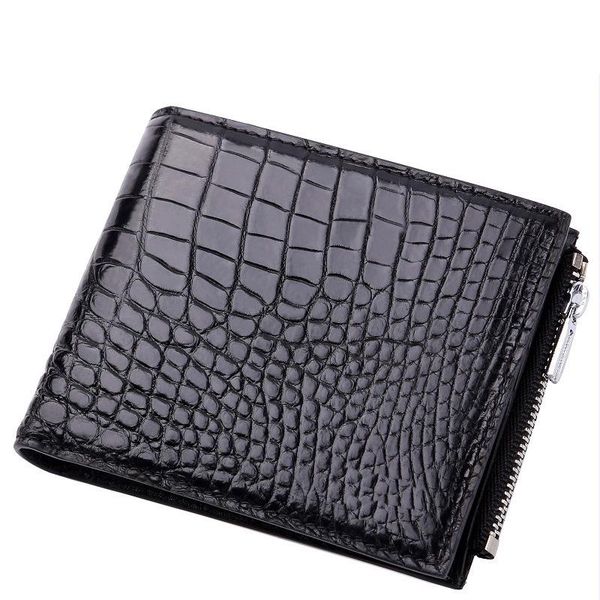 

man crocodile package wallets mens short fund zero leather leisure time money coin purses holders genuine bag real handy wallet, Red;black
