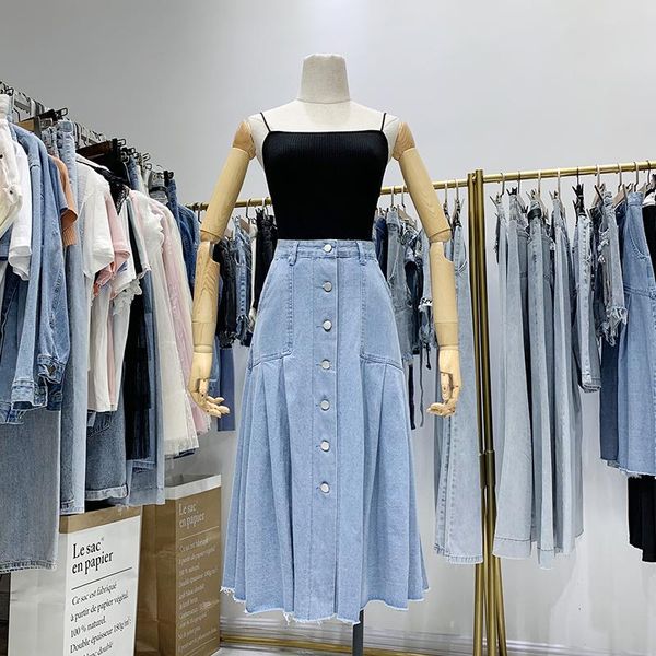 

skirts 2021 fashion women casual high waist denim all-match a line skirt a1982, Black