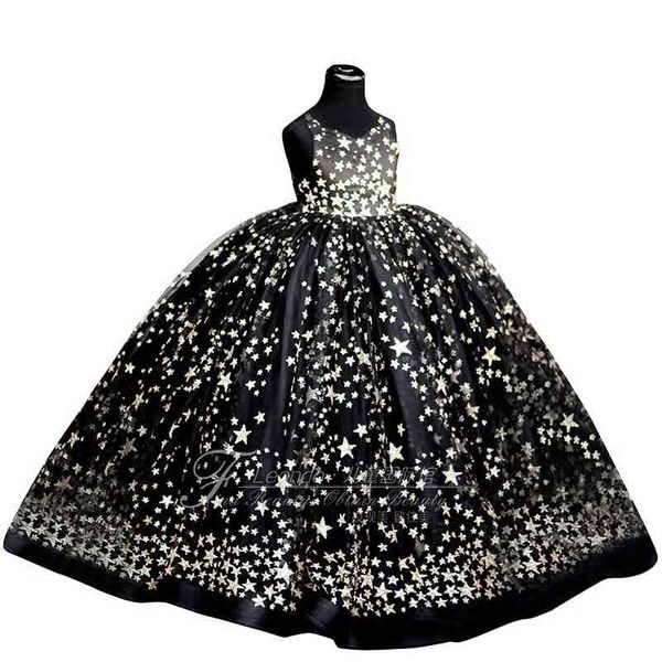 Abiti da festa di nozze per bambini per ragazze Abiti da ballo con paillettes per bambini Rosa Vestito estivo nero Neonato Vestito da compleanno per bambina da 1 anno 210331