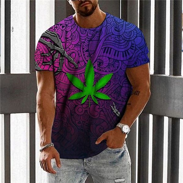 

men's t shirt 3d print graphic prints leaves crew neck daily holiday print short sleeve casual designer big and tall purple y1sw#, White;black
