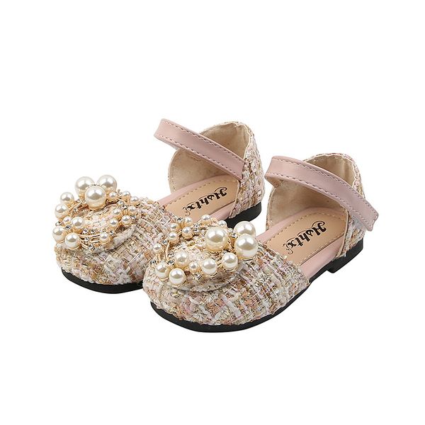 

girls sandals summer fashion plaid pearl girl dress shoes flat kids princess shoes soft bottom size 21-30 shs080, Black;red