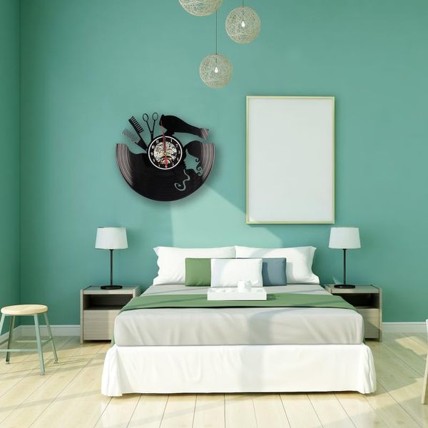 

wall clocks comb scissors hair dryer beauty salon clock hairdresser record vintage barber sign haircut art gift