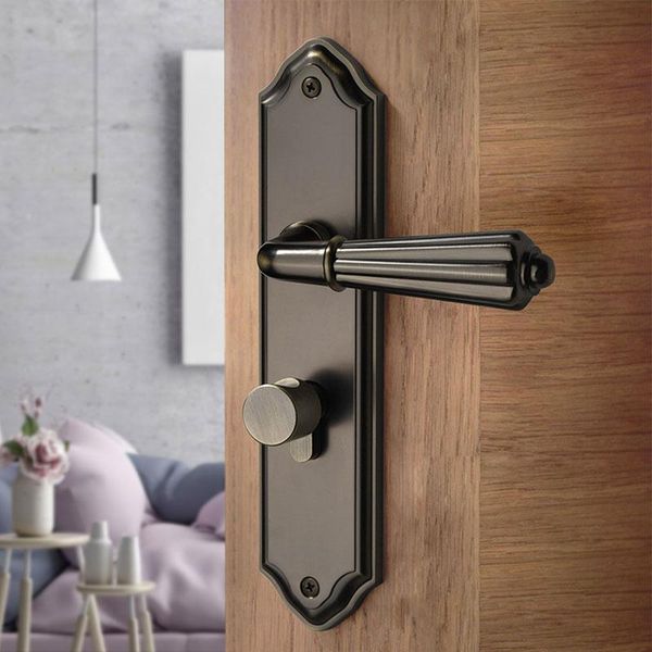 

handles & pulls black interior door solid handle modern bedroom lock zinc alloy hardware wooden knob