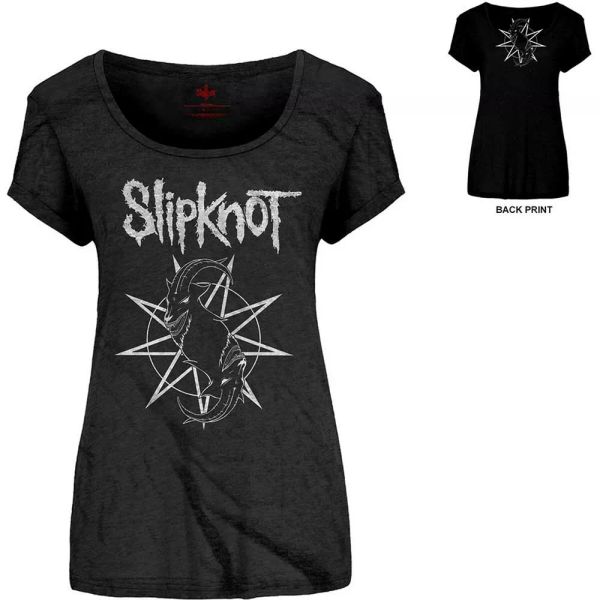

ladies slipknot goat star official logo women ladies tshirt, White;black