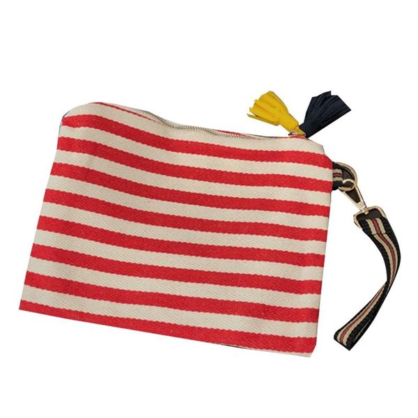 

cosmetic bags & cases 1pcs women striped makeup case organizer tassel pouch travel toiletry bag canvas beauty