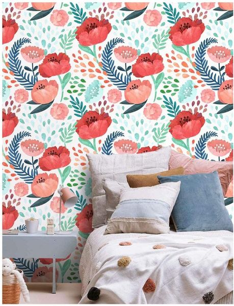 

wallpapers peony floral peel and stick wallpaper removable multicolor self adhesive wall sticker decorative contact paper bedroom