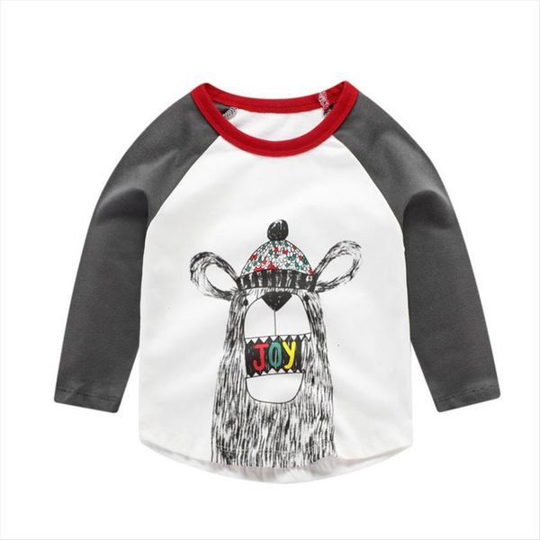 

autumn spring kids white roaring bear printed o neck patchwork full sleeved cotton knitted boys casual tshirts, Blue