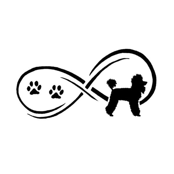 

17.8*8.9cm poodle dog animal paw print car stickers lovely vinyl decal car styling truck decoration black/silver s1-0795
