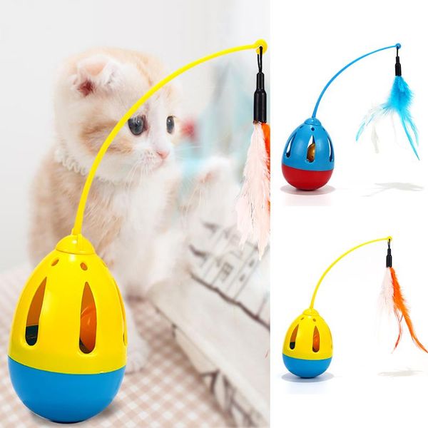 

funny pet toy interactive tumbler cat feather teaser toys training supplies for dog drop