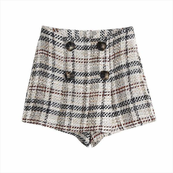 

tweed patchwork button spring autumn womens shorts fashion elegant khaki vintage girls chic, White;black