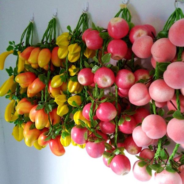 

fake fruit props peach apple strawberry jujube tangerine banana pear pomegranate carambola grape buches faux model party decoration