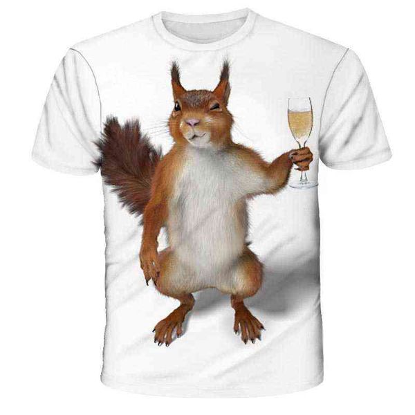 Erkek Sincap T Gömlek 3D Baskı Gömlek Hayvan Grafik Tees Güzel Desen Üstleri Erkekler / Kadınlar Sevimli Tee Komik Pet T-shirt G1222