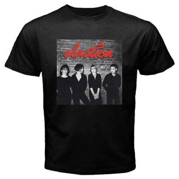 

new elastica band logo men's black t-shirt size s-3xl, White;black