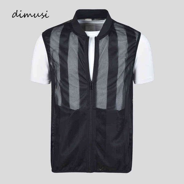 

dimusi summer men's quick dry vests casual thin breathable mesh vest sleeveless jackets man outwdoor fishing waistcoats clothing y1122, Black;brown