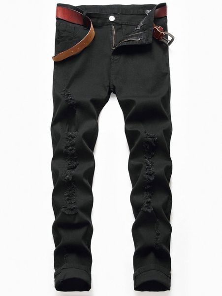 

romwe guys ripped zip fly jeans u4gh#, Blue