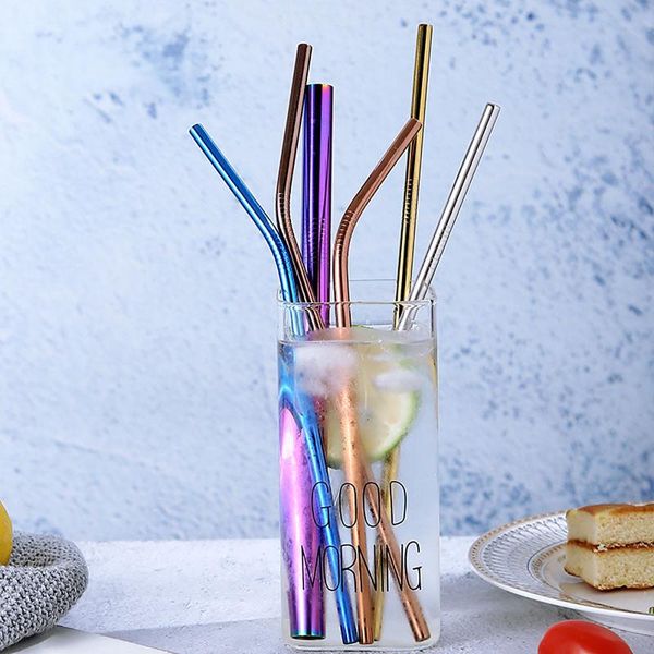

drinking straws 4pcs special fine curved glass straight bend reusable eco-friendly with cleaning brush bar accessories