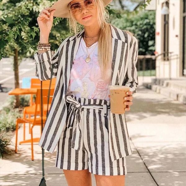 

fashion striped print gray white womens short pants casual high waist bow belt shorts beach streetwear trousers, White;black