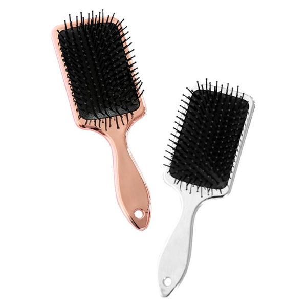 

air cushion detangling comb gradient electroplated square head for hair styling salon barber hairdressing tools e1138 brushes, Silver
