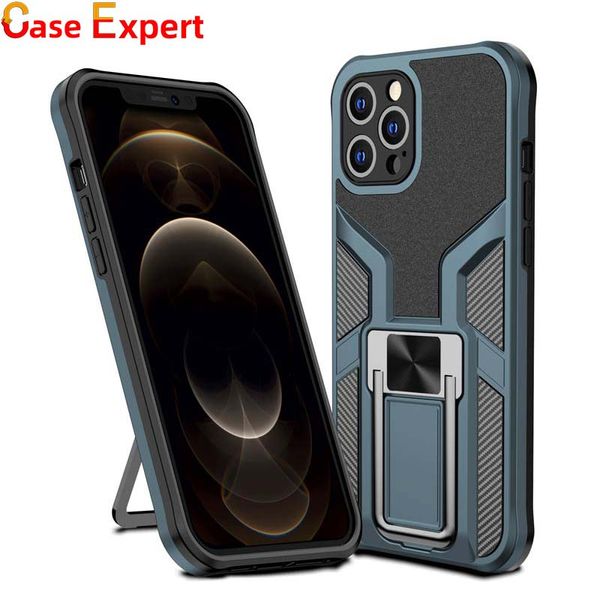 Hybrid Slim Metal Ring Kickstand Cases Cover für iPhone 13 12 Pro MAX Plus Samsung S21 FE Note 20 Ultra Moto G Power