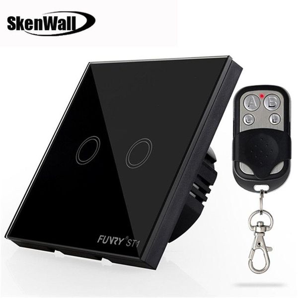 

smart home control eu standard 2gang 170-240v 433mhz wall switch touch remote luxury crystal glass surface waterproof 86*86mm