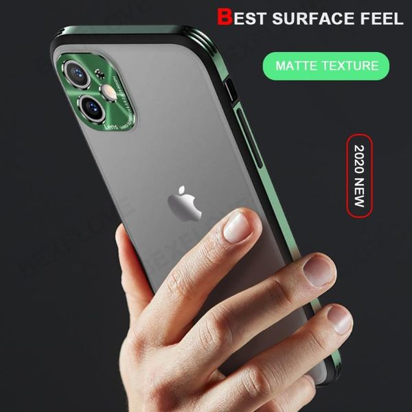 

cell phone pouches matte metal silicone case for 11 12 pro xs max mini xr 8 plus full camera shockproof protective