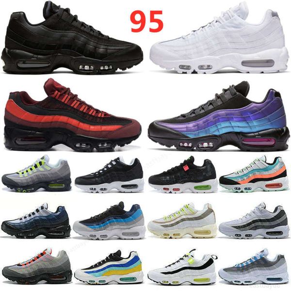 

95 running shoes triple black white laser fuchsia red orbit bred aqua neon 95s men and women trainers sports sneakers size 36-45