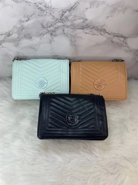 

gs new simple solid color rhombic rose chain single shoulder messenger bag
