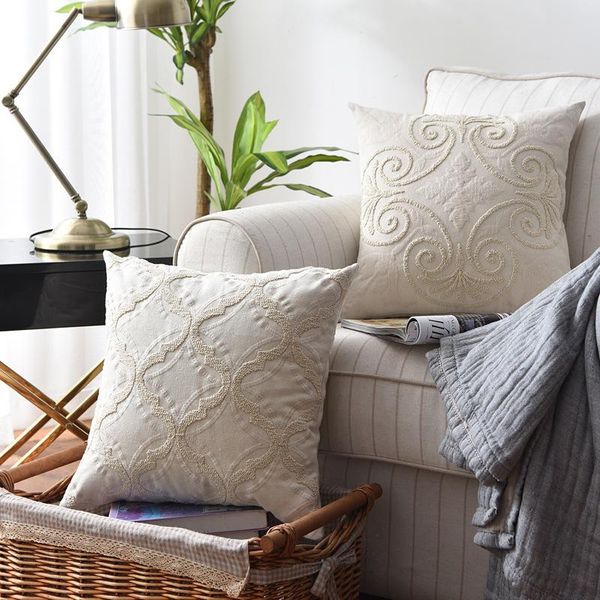 

cushion/decorative pillow american embroidered cushion cover 45x45cm cotton woven embroidery bed room sofa decorative pillows case home deco