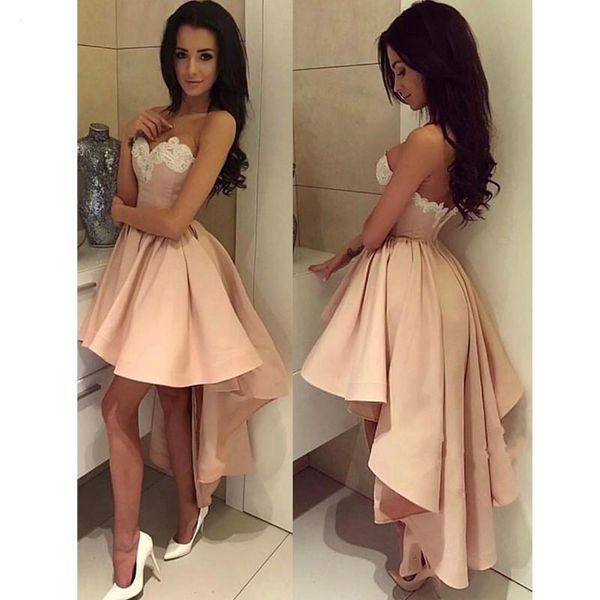 

party dresses 2021 charming homecoming sweetheart a-line lace short graduations cocktail high low special occasion gowns 035, White;black