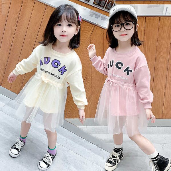 New Girls DrAutumn Spring Cute Mesh Manica lunga PrincDrFor Girl Kids Party Dr2 - 6 anni Abbigliamento per bambini X0803