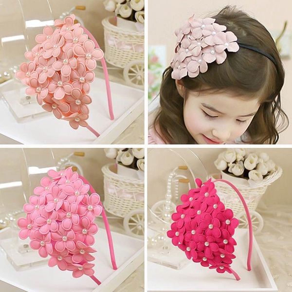 

1pcs children's pearl flower piece headband girl hair accessory hairpin baby headwear princess cute headdress accessories, Slivery;white