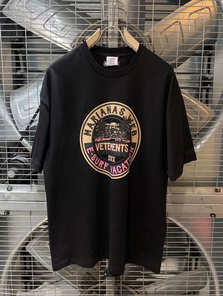 

men's t-shirts 2021 summer black vetements shirt coconut tree marianas web card printed vtm, White;black