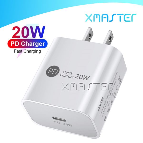 

20w usb-c wall charger pd type c quick charge adapter eu us plugs fast charging for iphone 12 11 pro max phone xmaster
