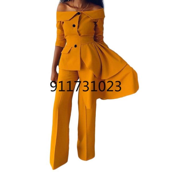 

ethnic clothing two 2 piece set african clothes for women party dresses 2021 summer suits irregular dress + pants sets vetement femme, Red