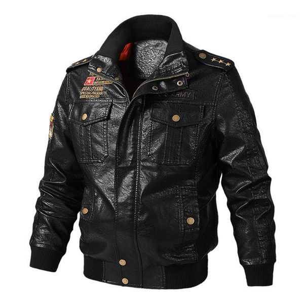

spring autumn leather jacket men vintage style motorcycle stand collar biker coat retro fashion clothing men's fur & faux, Black