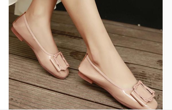 

women's shoes spring and autumn flat bottom square head #201, Black