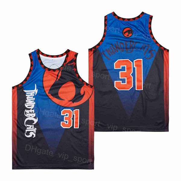 Männer Basketball 31 THUNDERCATS Movie Jersey Hip Hop Uniform Teamfarbe Blau Atmungsaktiv Für Sportfans Reine Baumwolle HipHop Stickerei und Nähen Gute Qualität im Angebot