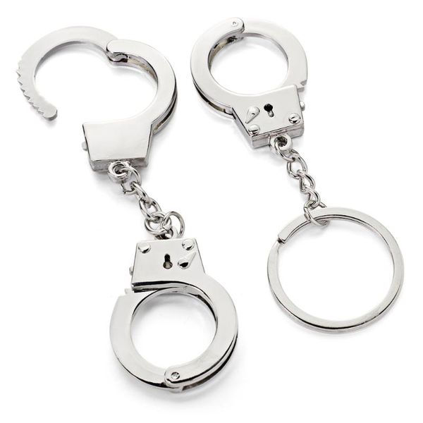 

keychains mini size handcuffs keychain keyring metal creative simulation model for car key chain ring holder gifts dk363, Silver